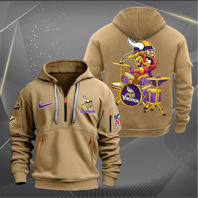 Minnesota Vikings Premium Personalized Quarter Zip Hoodie AZBTCQZH000021