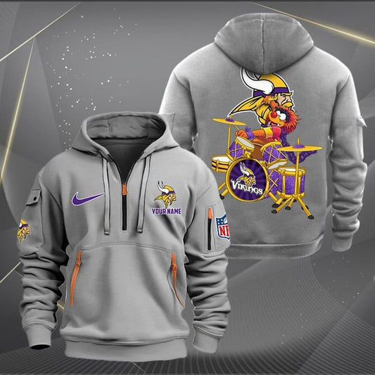 Minnesota Vikings Premium Personalized Quarter Zip Hoodie AZBTCQZH000021