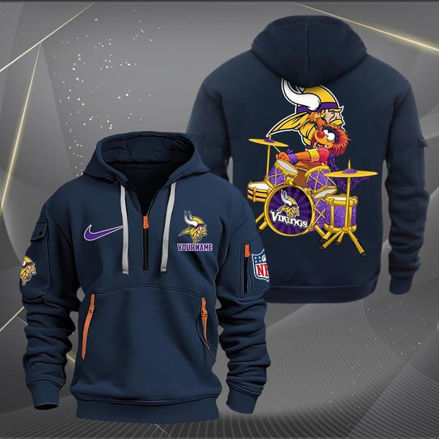 Minnesota Vikings Premium Personalized Quarter Zip Hoodie AZBTCQZH000021
