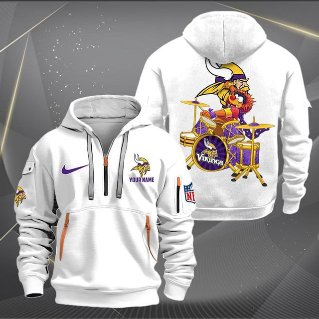 Minnesota Vikings Premium Personalized Quarter Zip Hoodie AZBTCQZH000021