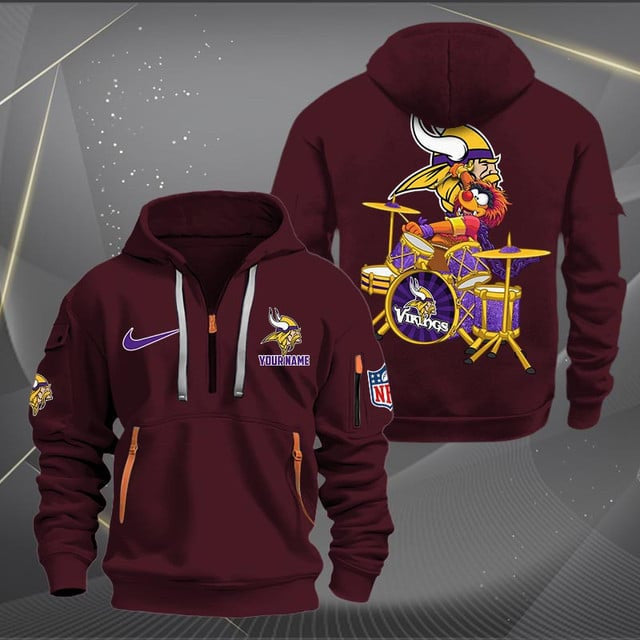 Minnesota Vikings Premium Personalized Quarter Zip Hoodie AZBTCQZH000021