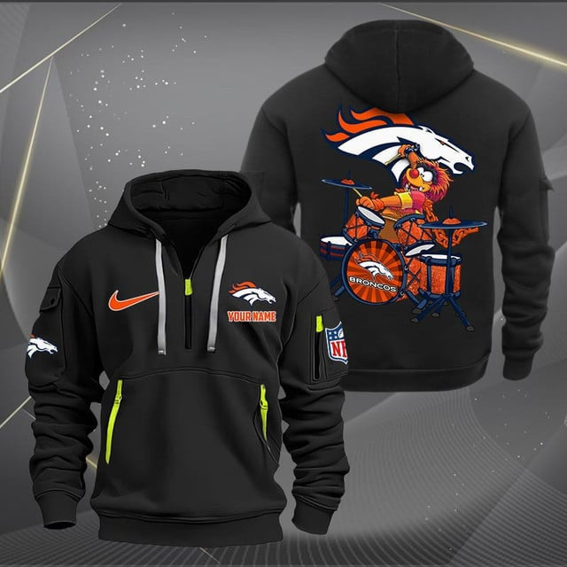 Denver Broncos Premium Personalized Quarter Zip Hoodie AZBTCQZH000010
