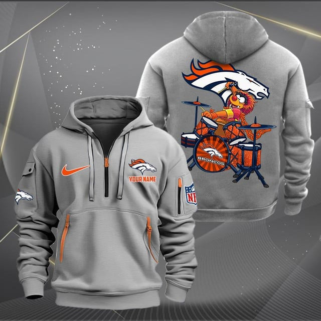 Denver Broncos Premium Personalized Quarter Zip Hoodie AZBTCQZH000010