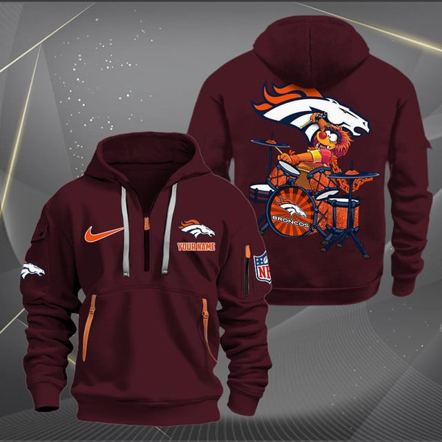 Denver Broncos Premium Personalized Quarter Zip Hoodie AZBTCQZH000010