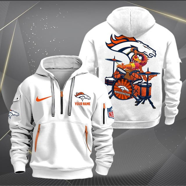 Denver Broncos Premium Personalized Quarter Zip Hoodie AZBTCQZH000010