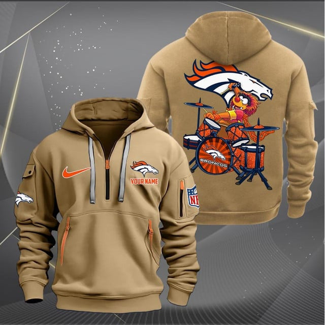 Denver Broncos Premium Personalized Quarter Zip Hoodie AZBTCQZH000010