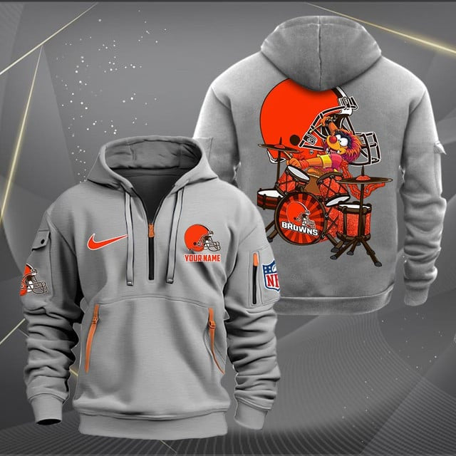 Cleveland Browns Premium Personalized Quarter Zip Hoodie AZBTCQZH000008