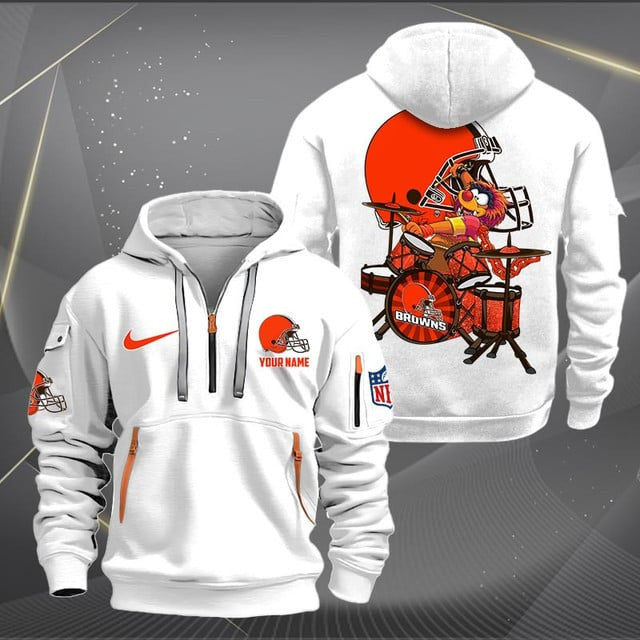 Cleveland Browns Premium Personalized Quarter Zip Hoodie AZBTCQZH000008