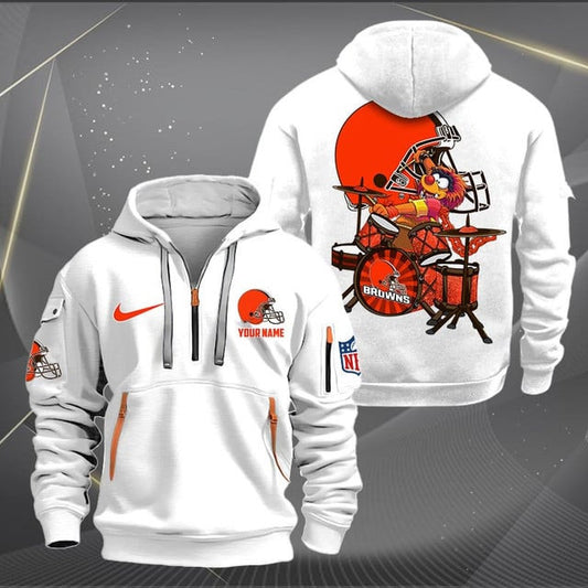 Cleveland Browns Premium Personalized Quarter Zip Hoodie AZBTCQZH000008
