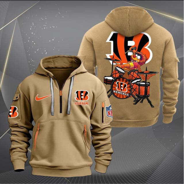Cincinnati Bengals Premium Personalized Quarter Zip Hoodie AZBTCQZH000007