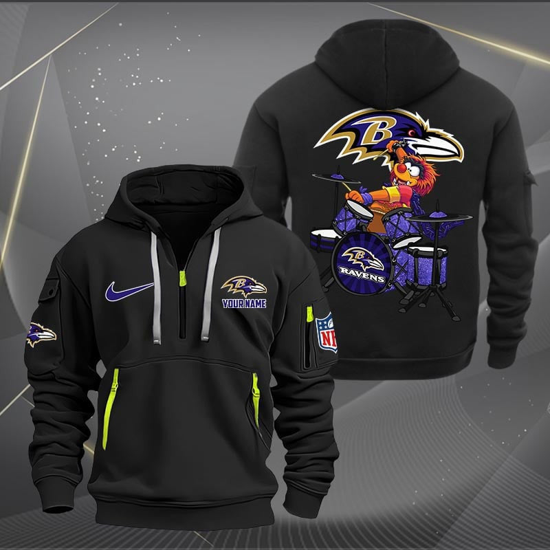 Baltimore Ravens Premium Personalized Quarter Zip Hoodie AZBTCQZH000003