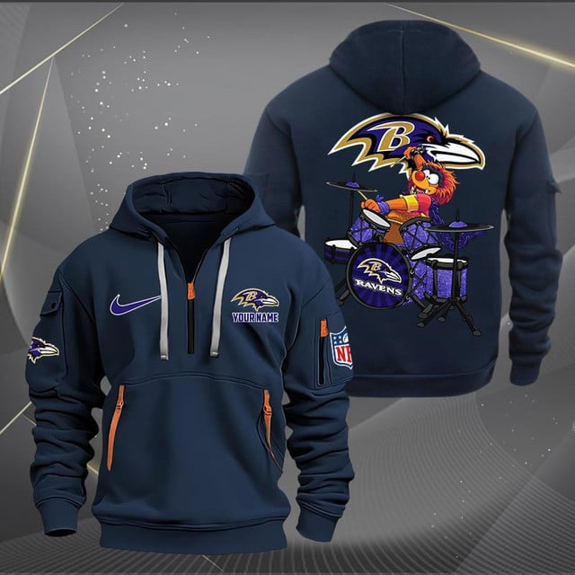 Baltimore Ravens Premium Personalized Quarter Zip Hoodie AZBTCQZH000003