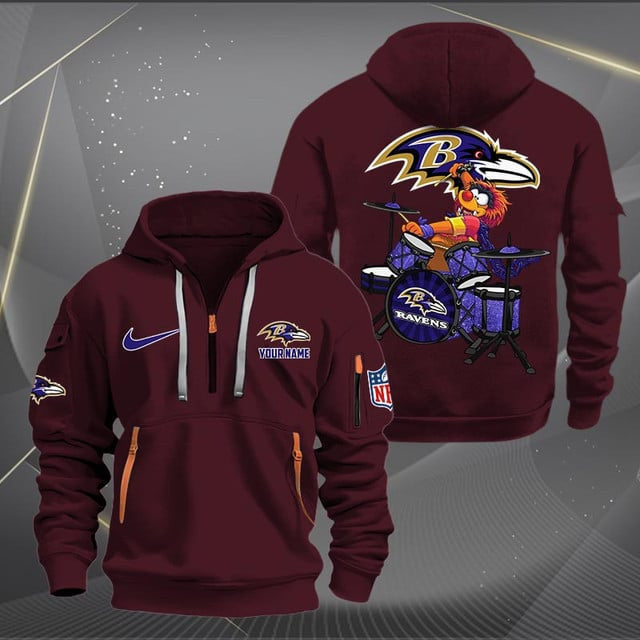Baltimore Ravens Premium Personalized Quarter Zip Hoodie AZBTCQZH000003