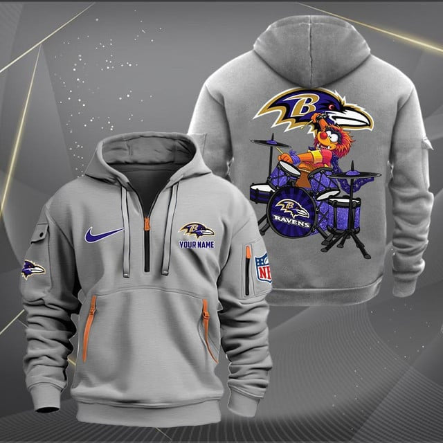 Baltimore Ravens Premium Personalized Quarter Zip Hoodie AZBTCQZH000003