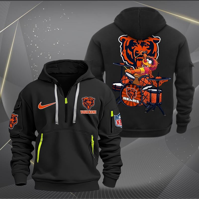 Chicago Bears Premium Personalized Quarter Zip Hoodie AZBTCQZH000006