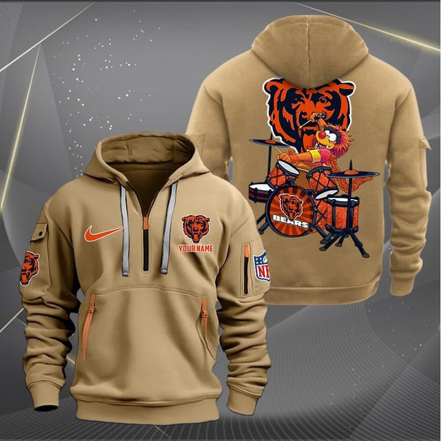 Chicago Bears Premium Personalized Quarter Zip Hoodie AZBTCQZH000006