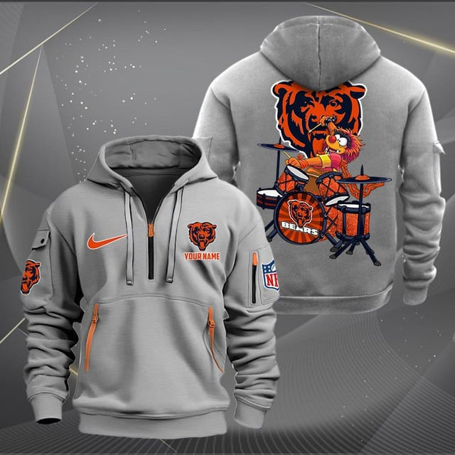 Chicago Bears Premium Personalized Quarter Zip Hoodie AZBTCQZH000006
