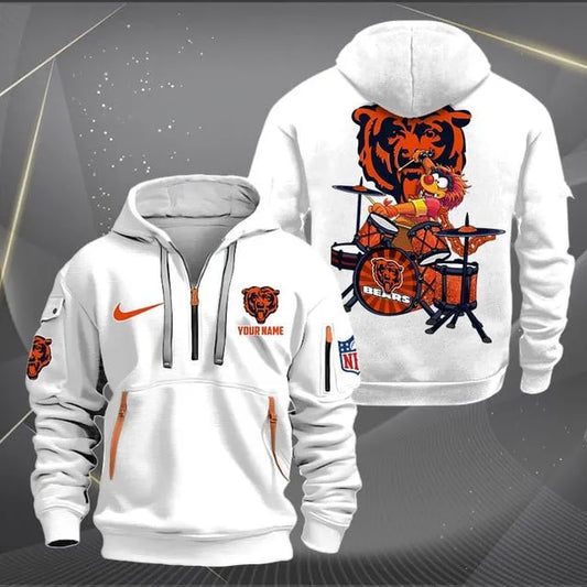 Chicago Bears Premium Personalized Quarter Zip Hoodie AZBTCQZH000006