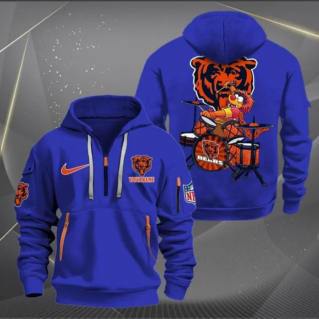 Chicago Bears Premium Personalized Quarter Zip Hoodie AZBTCQZH000006