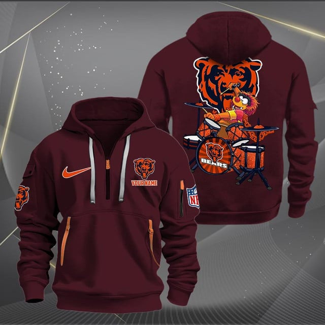 Chicago Bears Premium Personalized Quarter Zip Hoodie AZBTCQZH000006