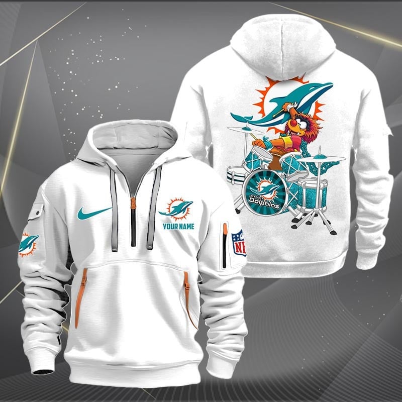 Miami Dolphins Premium Personalized Quarter Zip Hoodie AZBTCQZH000020