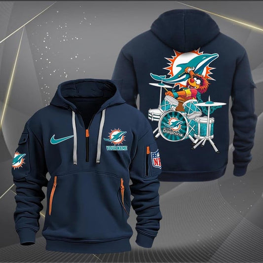 Miami Dolphins Premium Personalized Quarter Zip Hoodie AZBTCQZH000020