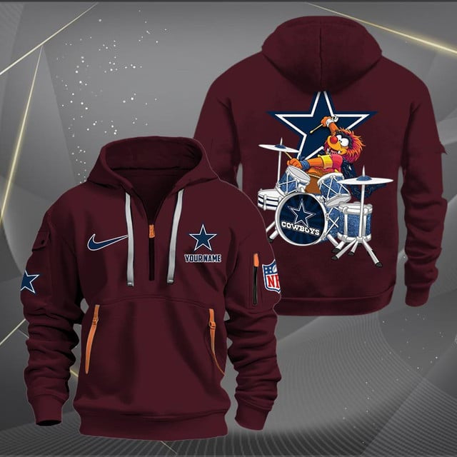 Dallas Cowboys Premium Personalized Quarter Zip Hoodie AZBTCQZH000009