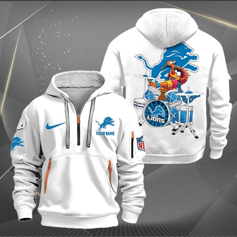 Detroit Lions Premium Personalized Quarter Zip Hoodie AZBTCQZH000011