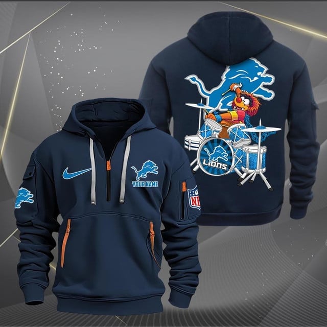 Detroit Lions Premium Personalized Quarter Zip Hoodie AZBTCQZH000011