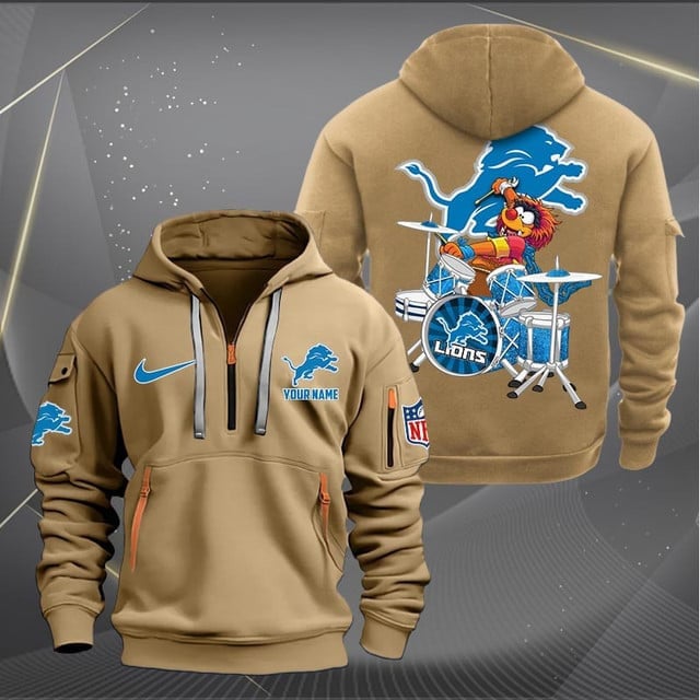 Detroit Lions Premium Personalized Quarter Zip Hoodie AZBTCQZH000011