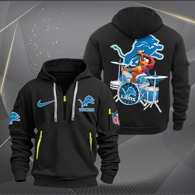 Detroit Lions Premium Personalized Quarter Zip Hoodie AZBTCQZH000011