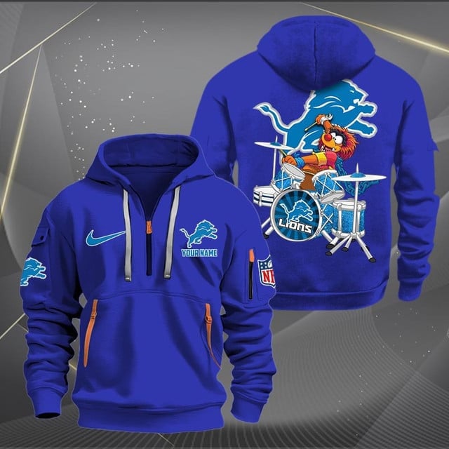 Detroit Lions Premium Personalized Quarter Zip Hoodie AZBTCQZH000011