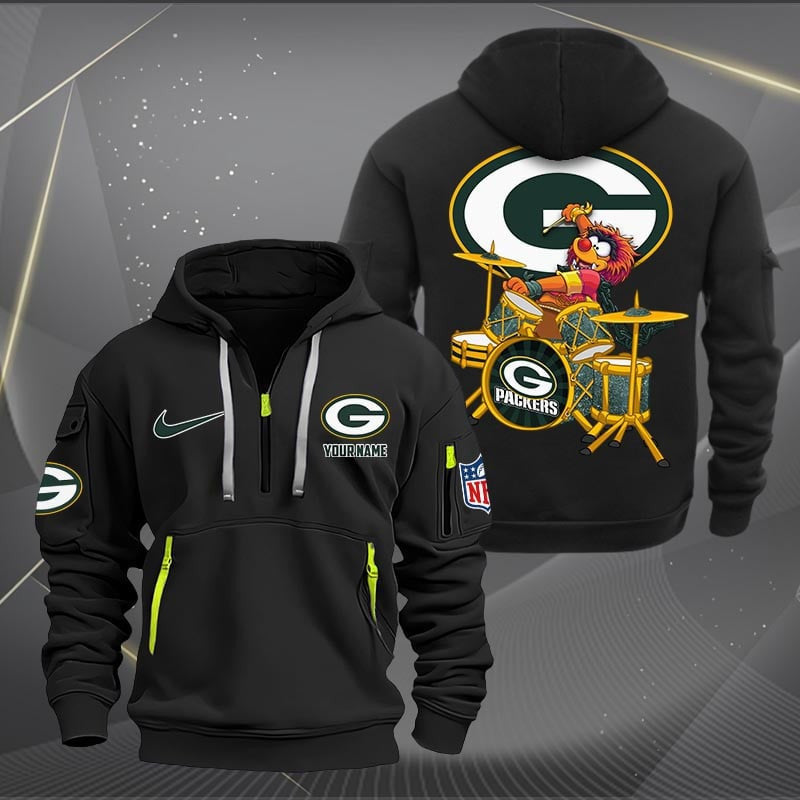 Green Bay Packers Premium Personalized Quarter Zip Hoodie AZBTCQZH000012