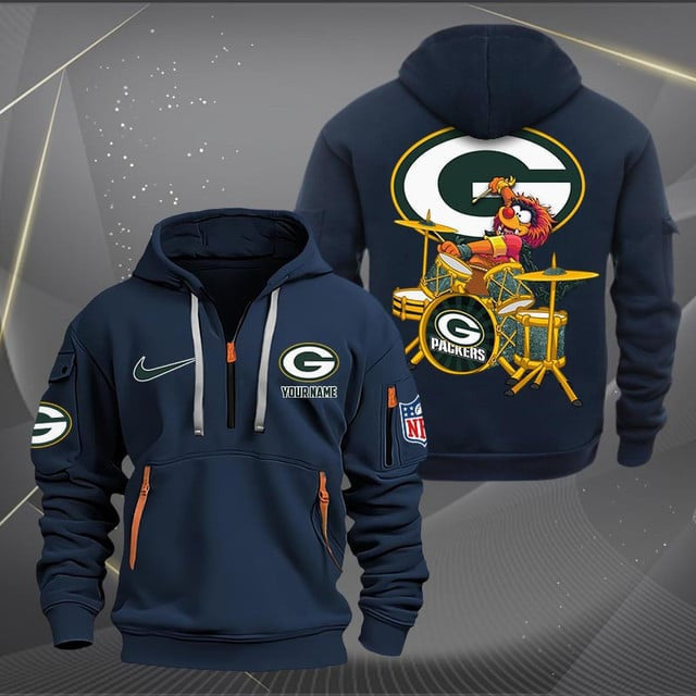 Green Bay Packers Premium Personalized Quarter Zip Hoodie AZBTCQZH000012