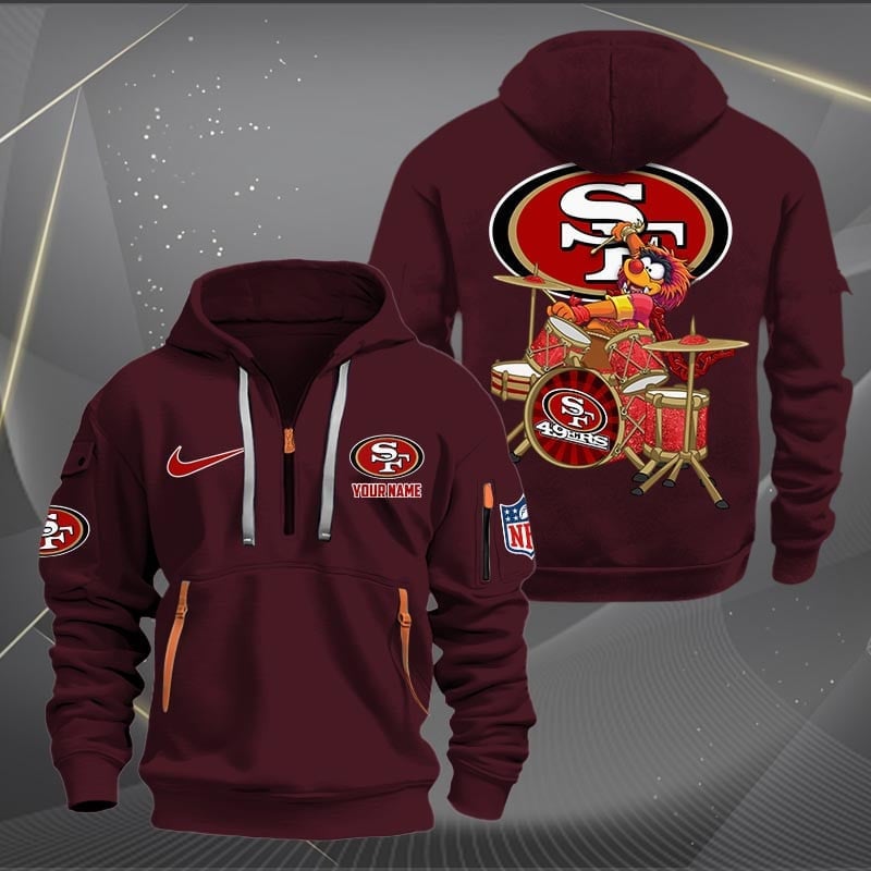 San Francisco 49ers Premium Personalized Quarter Zip Hoodie AZBTCQZH000027