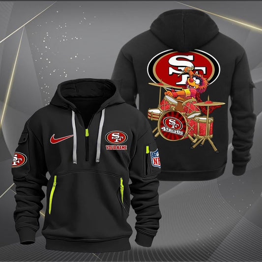 San Francisco 49ers Premium Personalized Quarter Zip Hoodie AZBTCQZH000027