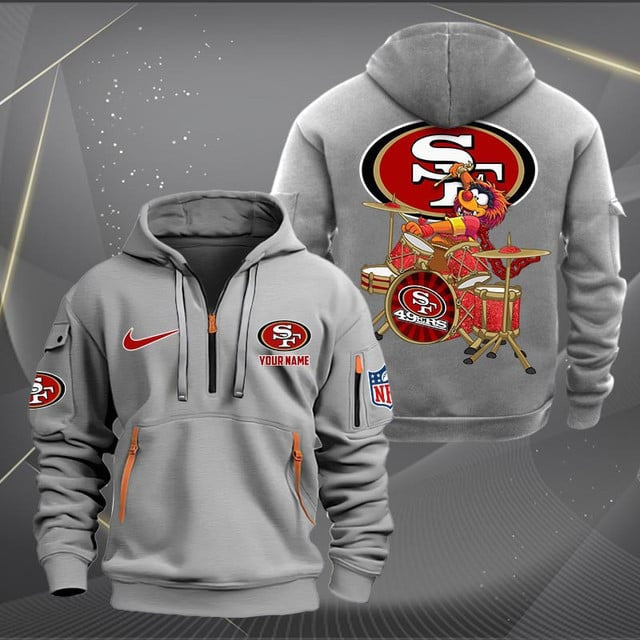 San Francisco 49ers Premium Personalized Quarter Zip Hoodie AZBTCQZH000027