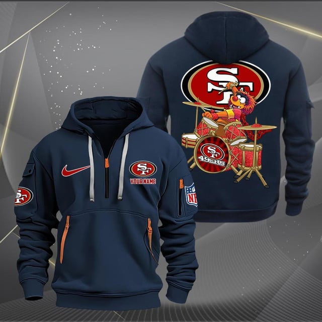 San Francisco 49ers Premium Personalized Quarter Zip Hoodie AZBTCQZH000027