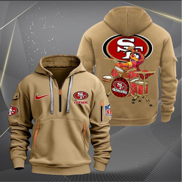 San Francisco 49ers Premium Personalized Quarter Zip Hoodie AZBTCQZH000027