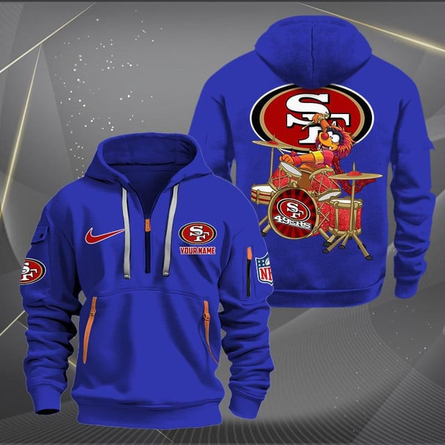 San Francisco 49ers Premium Personalized Quarter Zip Hoodie AZBTCQZH000027