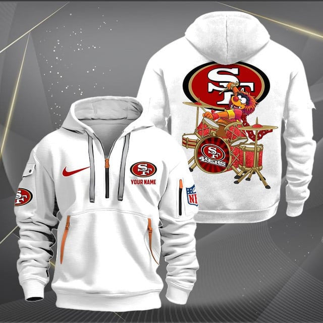 San Francisco 49ers Premium Personalized Quarter Zip Hoodie AZBTCQZH000027