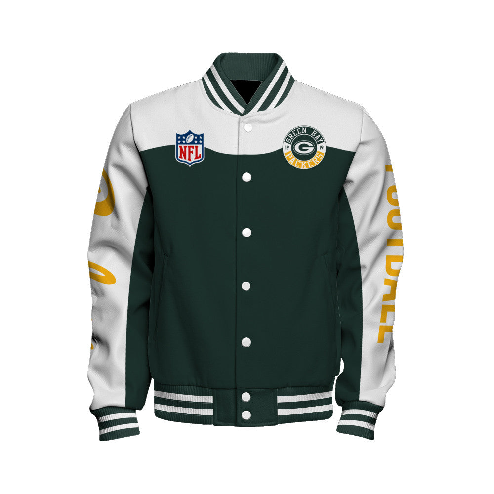 Green Bay Packers Unisex Athletic Legacy Varsity Jacket AZBTVJK000190
