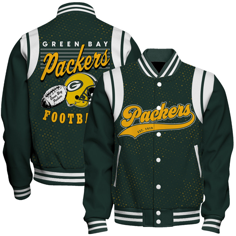 Green Bay Packers Unisex Athletic Legacy Varsity Jacket AZBTVJK000227