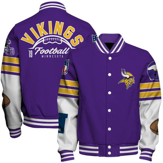 Minnesota Vikings Unisex Ultimate Game Day Varsity Jacket AZBTVJK000055