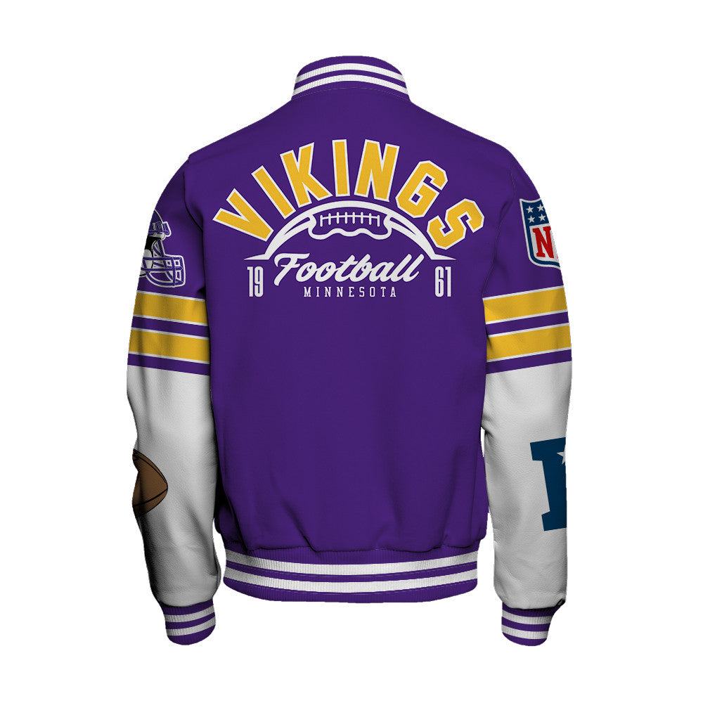 Minnesota Vikings Unisex Ultimate Game Day Varsity Jacket AZBTVJK000055