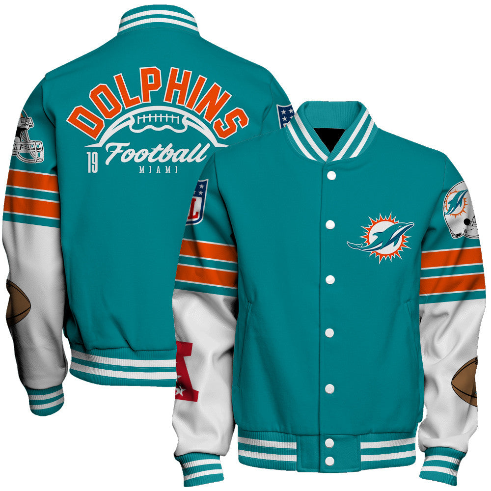 Miami Dolphins Unisex Ultimate Game Day Varsity Jacket AZBTVJK000056