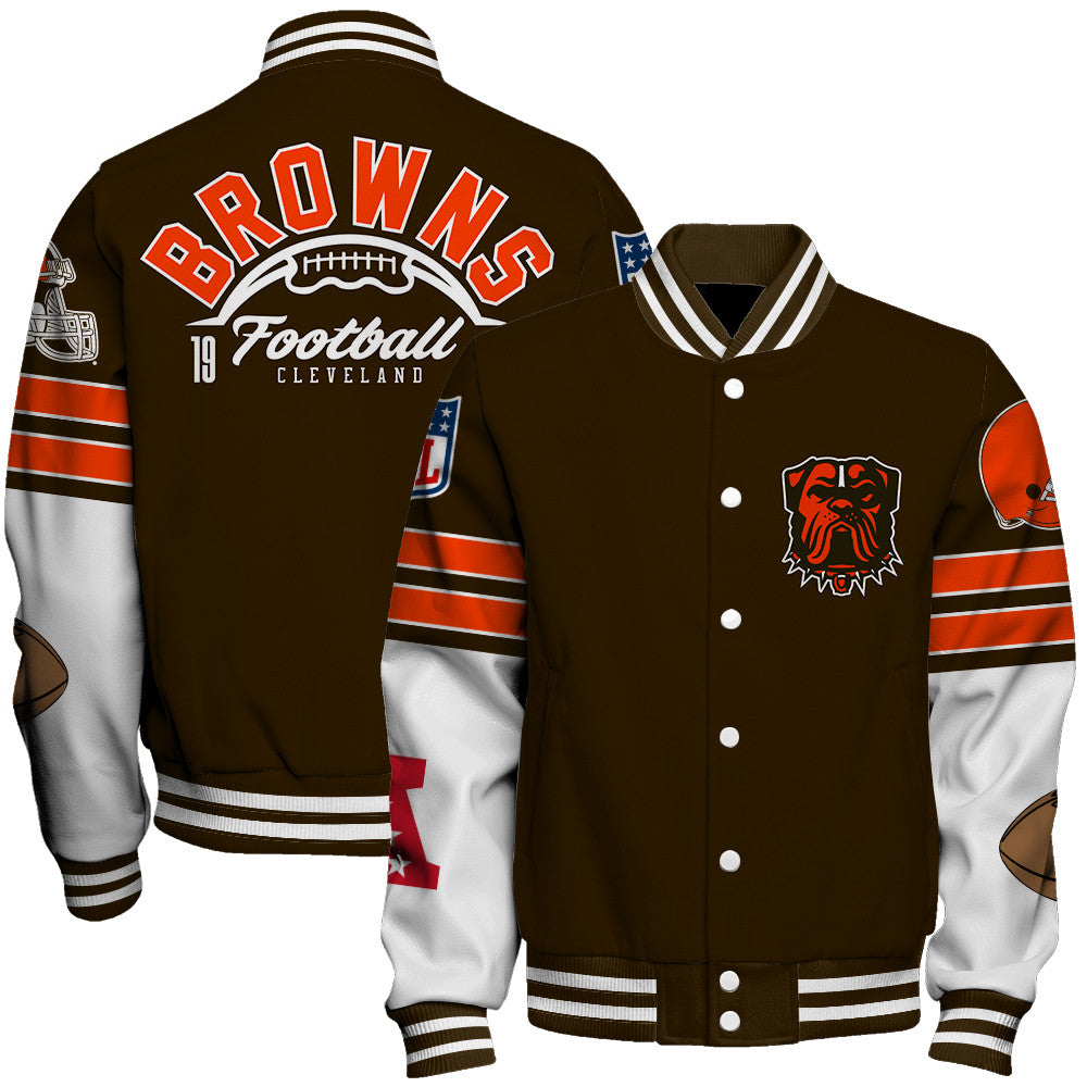 Cleveland Browns Unisex Ultimate Game Day Varsity Jacket AZBTVJK000068