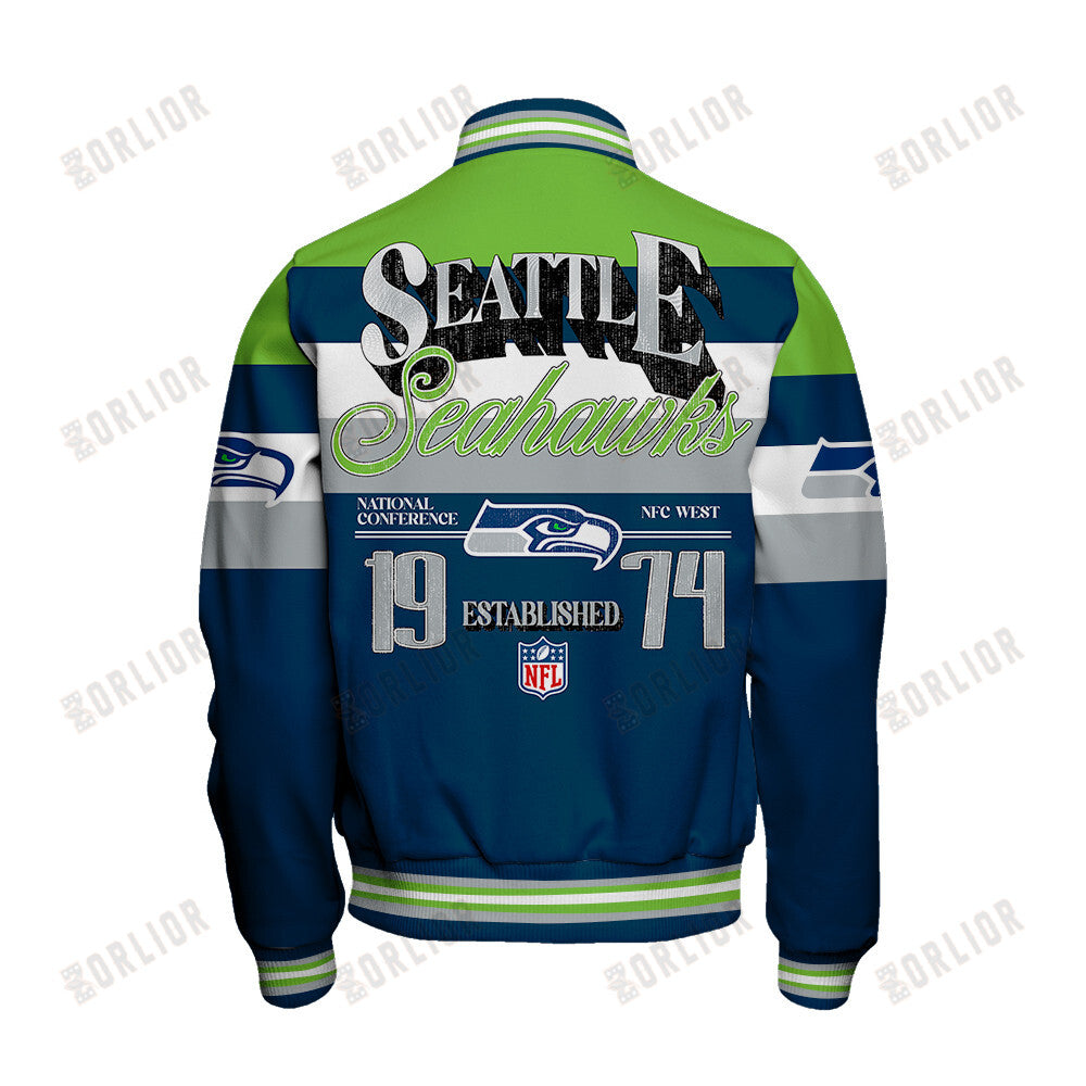 Seattle Seahawks Personalized Unisex Varsity Jacket AZBTVJK000377