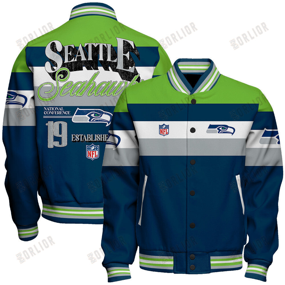 Seattle Seahawks Personalized Unisex Varsity Jacket AZBTVJK000377