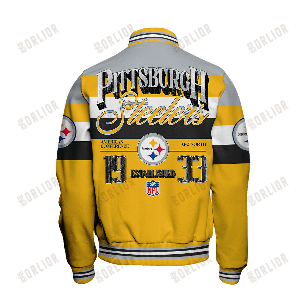 Pittsburgh Steelers Personalized Unisex Varsity Jacket AZBTVJK000379